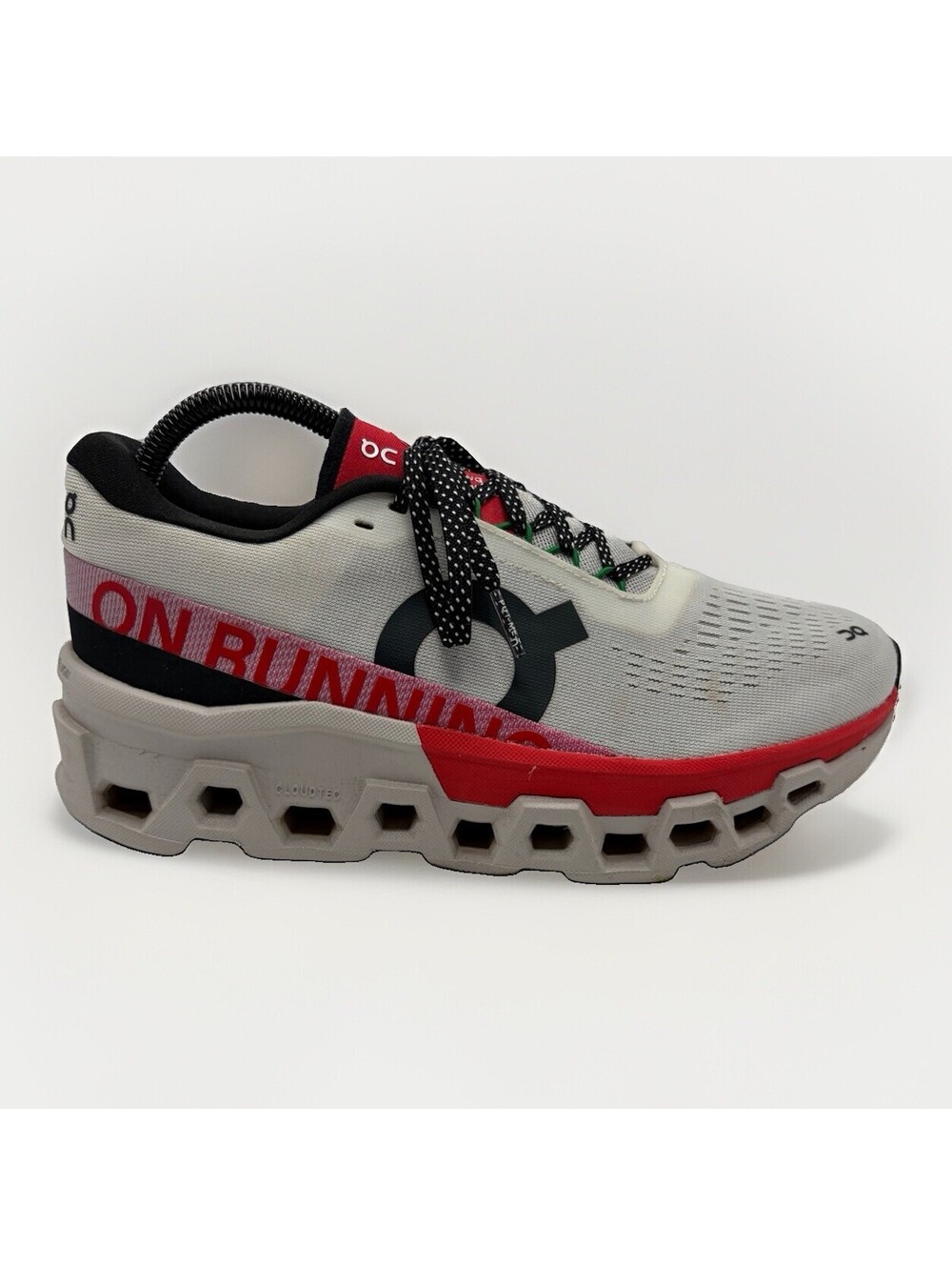 On Cloud Monster 2 Ivory/Red Womens Size 8W Running Shoes Athletic Sneakers